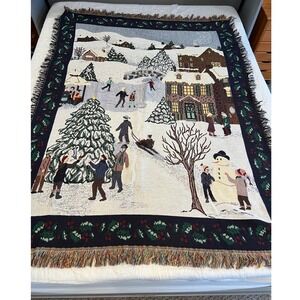 Tapestry Blanket Winter Scene 68"x52" - Cozy Throw Blanket